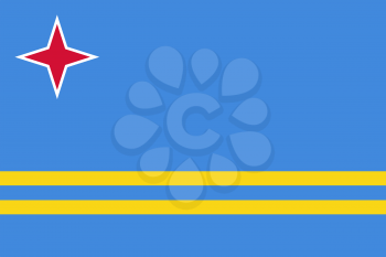 Flag of Aruba. Rectangular shape icon on white background, vector illustration.