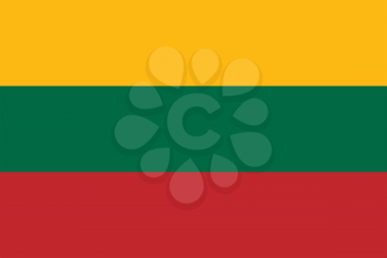 Flag of lithuania. Rectangular shape icon on white background, vector illustration.
