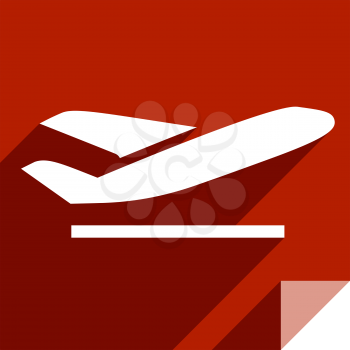 Aeroplane, transport flat icon, sticker square shape, modern color