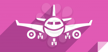 Aircraft, transport flat icon, sticker square shape, modern color