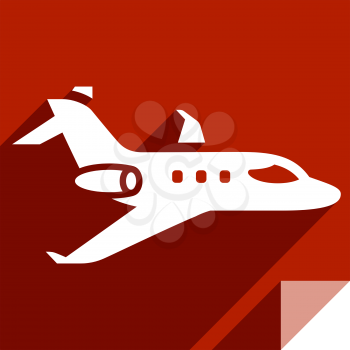 Privat jet, transport flat icon, sticker square shape, modern color
