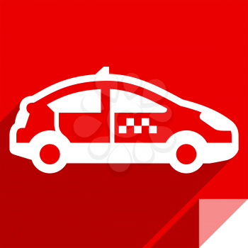 Taxi car, transport flat icon, sticker square shape, modern color
