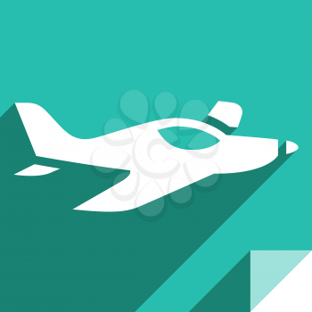 Aeroplane - Transport flat icon, sticker square shape, modern color