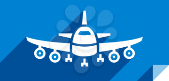 Airliner, transport flat icon, sticker square shape, modern color