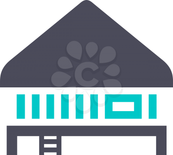 Bungalow, gray turquoise icon on a white background