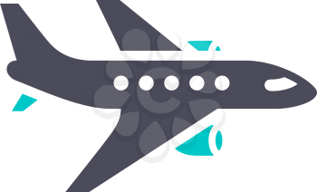 Airliner icon, gray turquoise icon on a white background