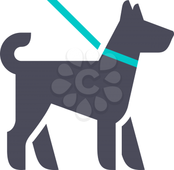 Dog walking, gray turquoise icon on a white background