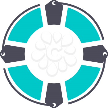 life buoy icon, gray turquoise icon on a white background