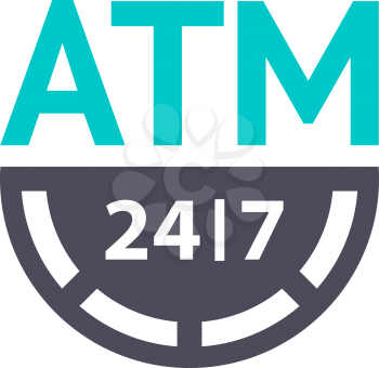 ATM location icon, gray turquoise icon on a white background