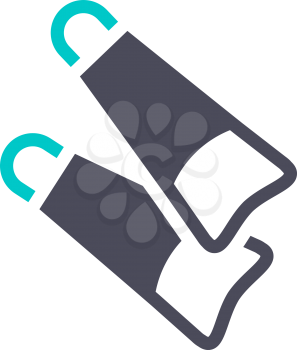 Flippers for diving, gray turquoise icon on a white background