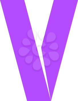 letter V cut out from white paper, vector illustration, flat style.