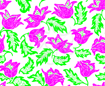 Floral pattern with bright colorful flowers
