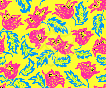 Floral pattern with bright colorful flowers