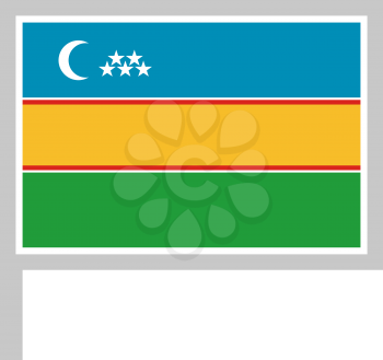 Karakalpakstan flag on flagpole, rectangular shape icon on white background, vector illustration.