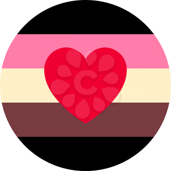 Fat fetish pride flag, round shape icon on white background
