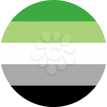 Aromantic pride flag, round shape icon on white background