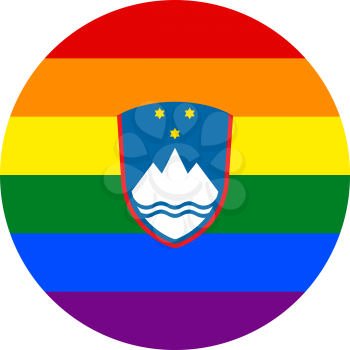 Slovenian LGBT flag, round shape icon on white background