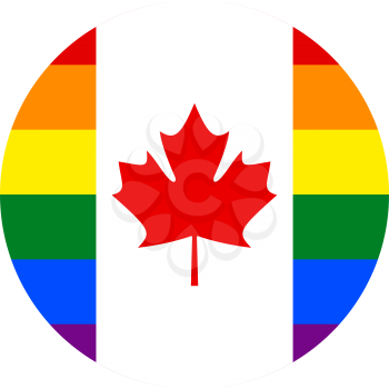 Canada LGBT flag, round shape icon on white background