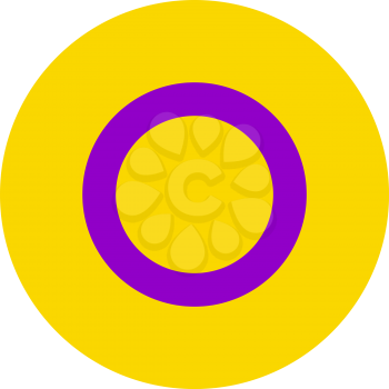Intersex flag, round shape icon on white background