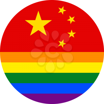 Chinese LGBT flag, round shape icon on white background