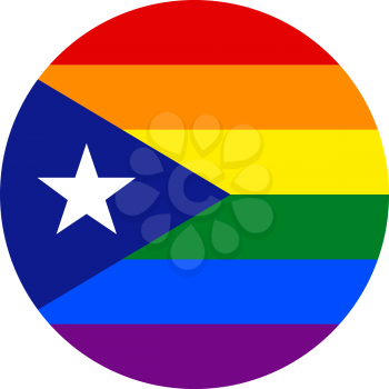 Puerto Rico LGBT flag, round shape icon on white background