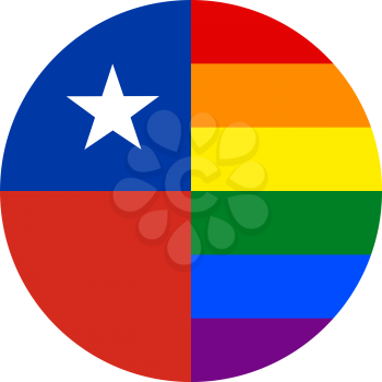 Chilean LGBT flag, round shape icon on white background
