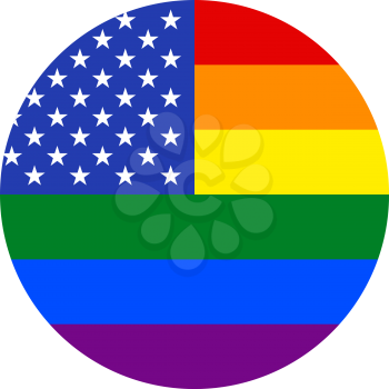 United States LGBT flag, round shape icon on white background