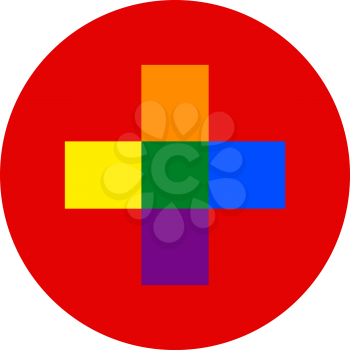 Swiss LGBT flag, round shape icon on white background