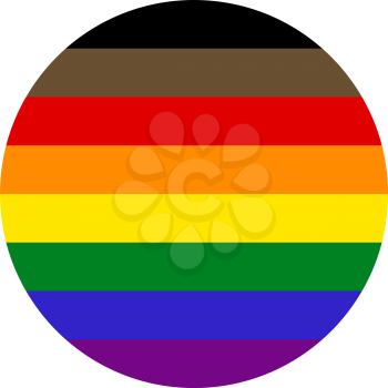 Philadelphia pride flag or LGBTQ pride flag, round shape icon on white background