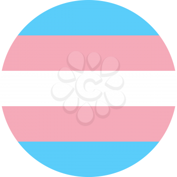 Transgender pride flag, round shape icon on white background