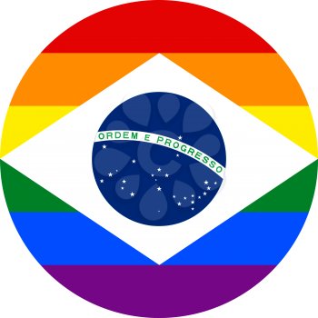 Brazilian LGBT flag, round shape icon on white background