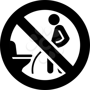No peeing on the floor forbidden sign, modern round sticker