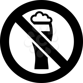 No Beer forbidden sign, modern round sticker
