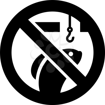 No ice fishing forbidden sign, modern round sticker