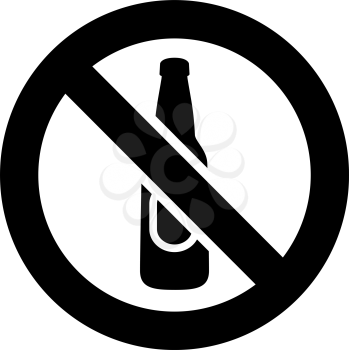 No alcohol forbidden sign, modern round sticker