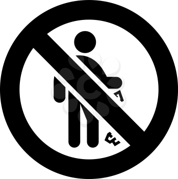 No trash forbidden sign, modern round sticker