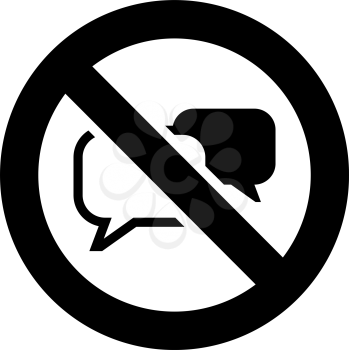 No chat or No speaking forbidden sign, modern round sticker