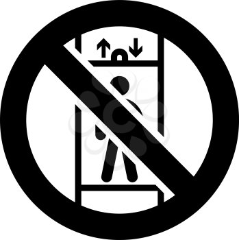 No Transportation of Persons or Do not use elevator forbidden sign, modern round sticker