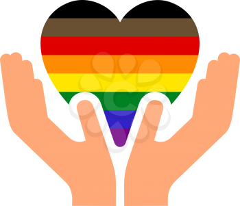 Philadelphia pride flag, in heart shape icon on white background, vector illustration