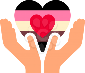 Fat Fetish Pride Flag, in heart shape icon on white background, vector illustration