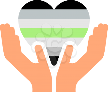 Agender pride flag, in heart shape icon on white background, vector illustration