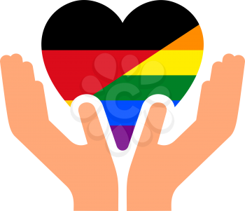 German pride flag, in heart shape icon on white background, vector illustration