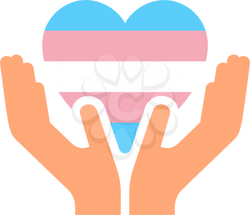 Transgender pride flag, in heart shape icon on white background, vector illustration