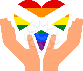 Scottish pride flag, in heart shape icon on white background, vector illustration