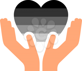 Straight pride flag, in heart shape icon on white background, vector illustration