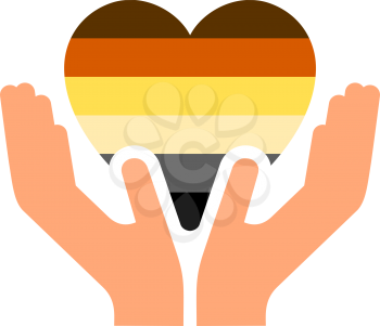 International Bear Brotherhood pride flag, in heart shape icon on white background, vector illustration