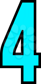 Colored font, alphabet in simple style. Vector number One