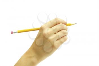 Royalty Free Photo of a Hand Holding a Pencil
