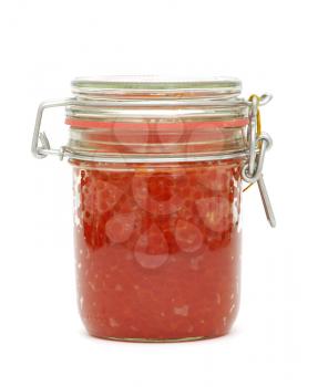 Red caviar isolate on white