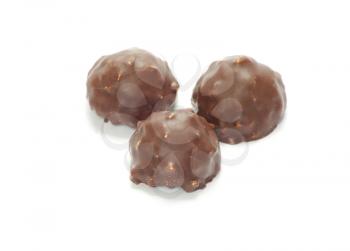 chocolate sweets on a white background
